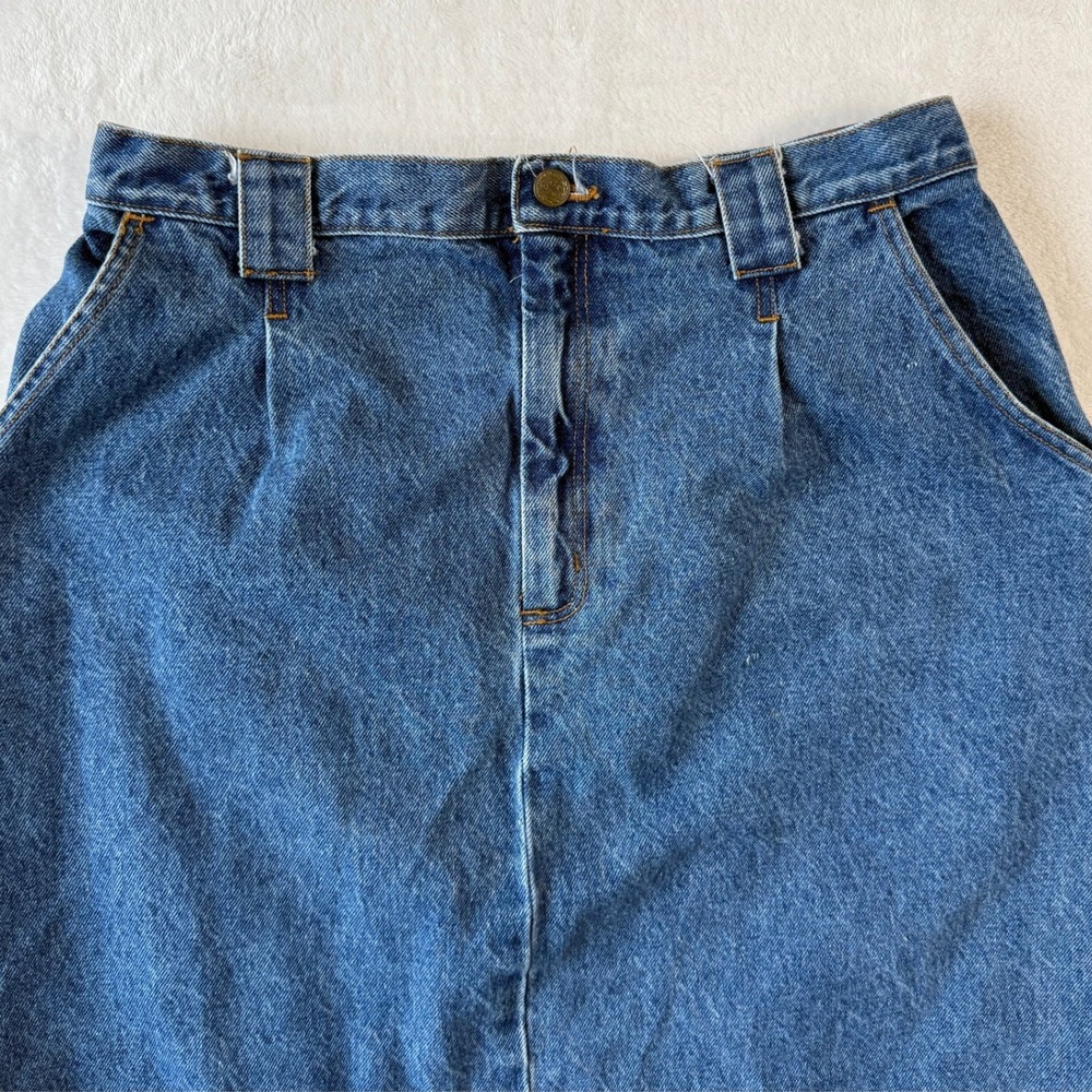 Vintage Vivaldi Jeanswear 90s Denim Midi Skirt High Waist Straight Fit Size 14 - Picture 2 of 5